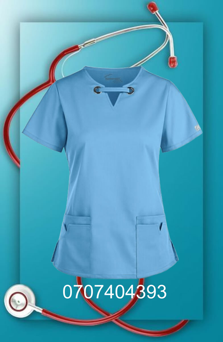 Press Button cross neck Sky Blue Medical scrub Top